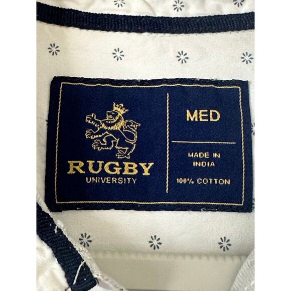 Rugby University Men’s Short Sleeve Button Down Shirt Size M, 100% Cotton Blue - Picture 4 of 5